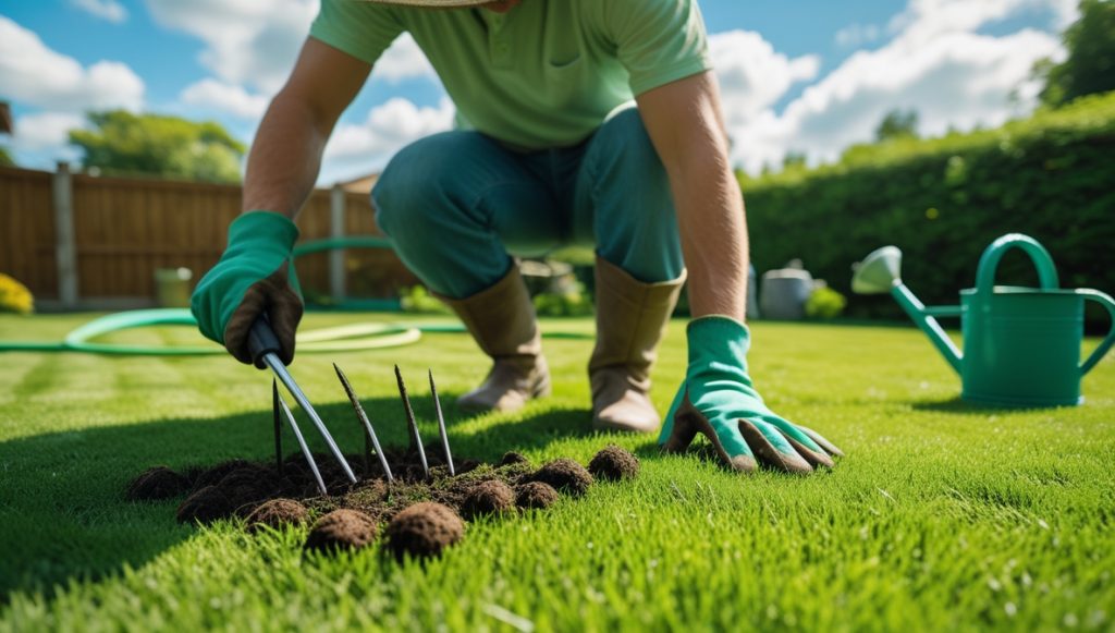 how to aerate lawn manually