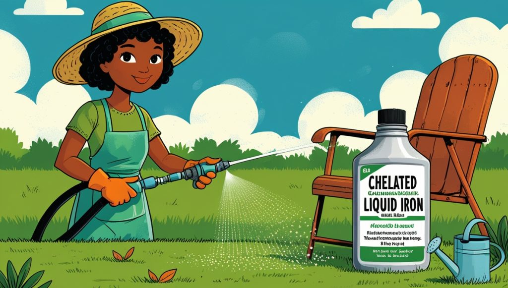 how to apply chelated liquid iron to lawn