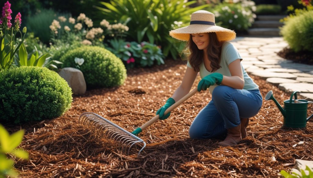 how to clean mulch beds