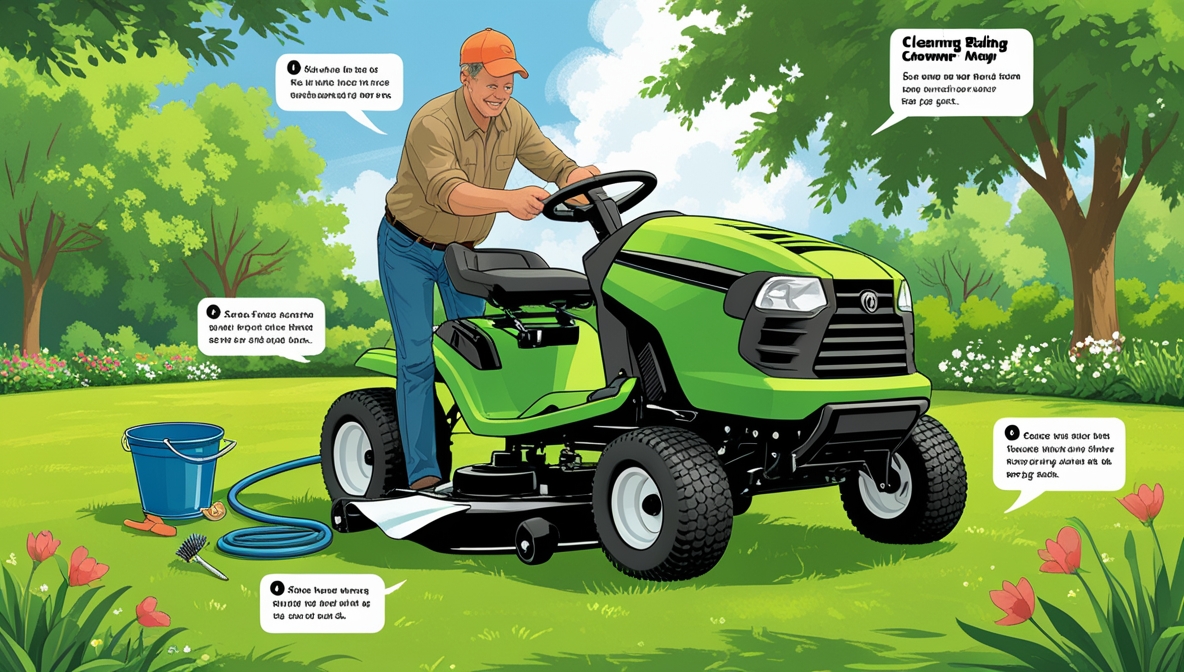 how to clean the deck of a riding mower